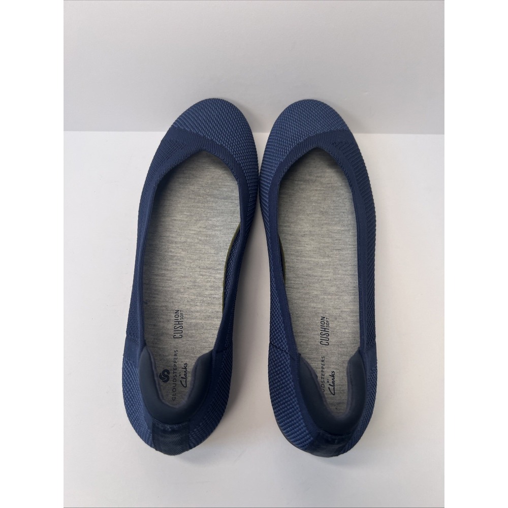 Clarks Cloudsteppers Womens 8.5M Navy Knit Ballet Flats Cushion Soft NWOT - Picture 7 of 16